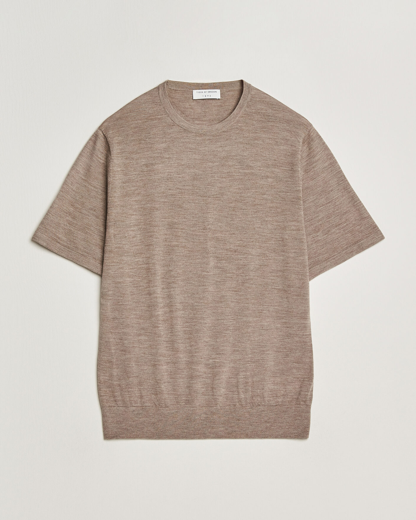 Herr | T-Shirts | Tiger of Sweden | Connor Merino Knitted T-Shirt Beige Melange