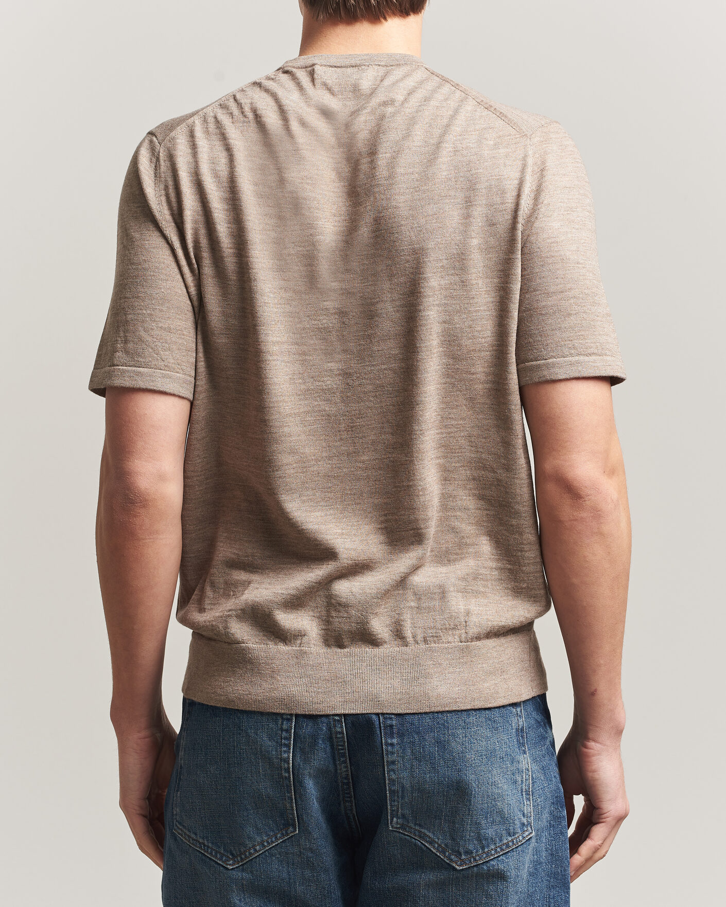 Herr | T-Shirts | Tiger of Sweden | Connor Merino Knitted T-Shirt Beige Melange