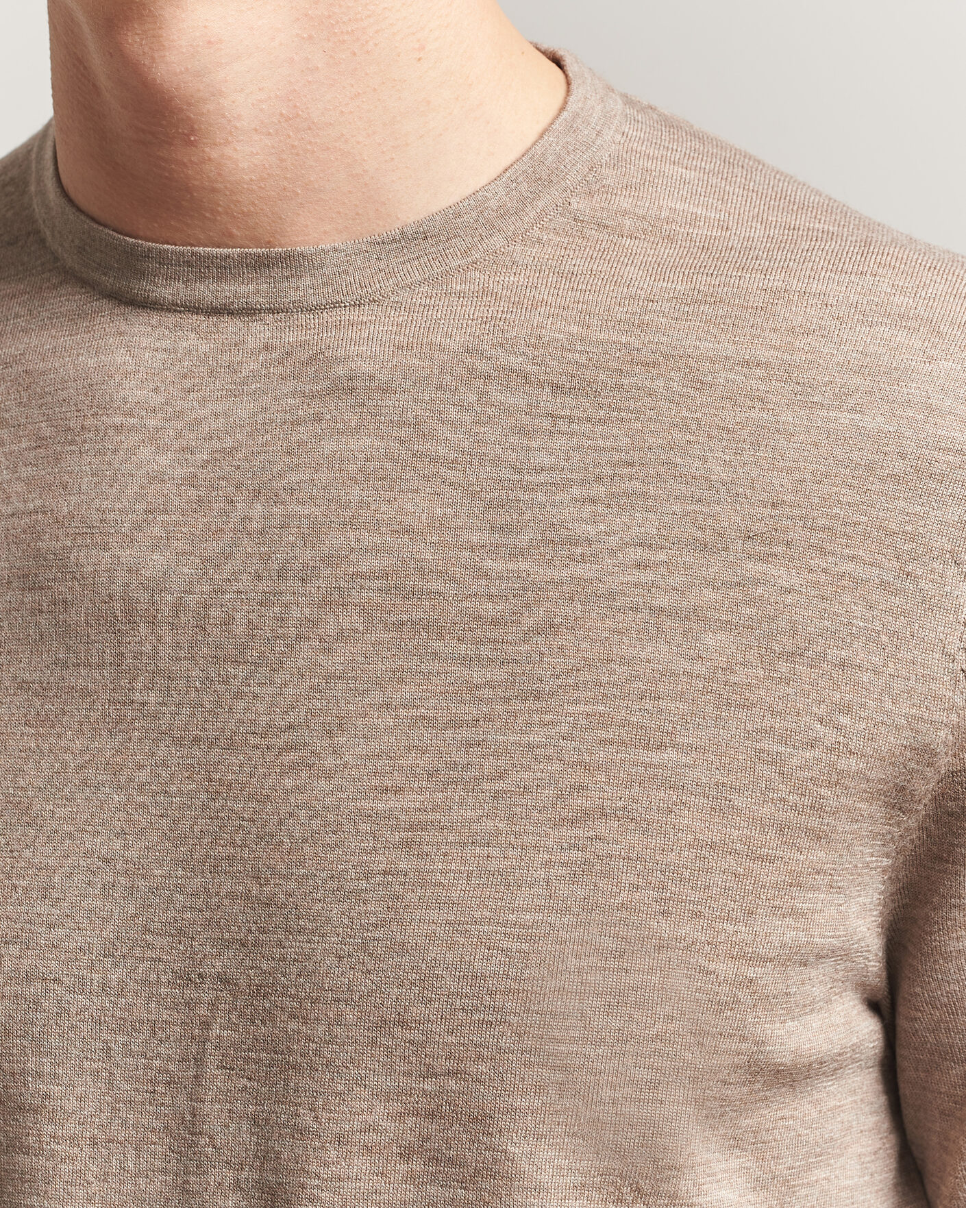 Herr | T-Shirts | Tiger of Sweden | Connor Merino Knitted T-Shirt Beige Melange