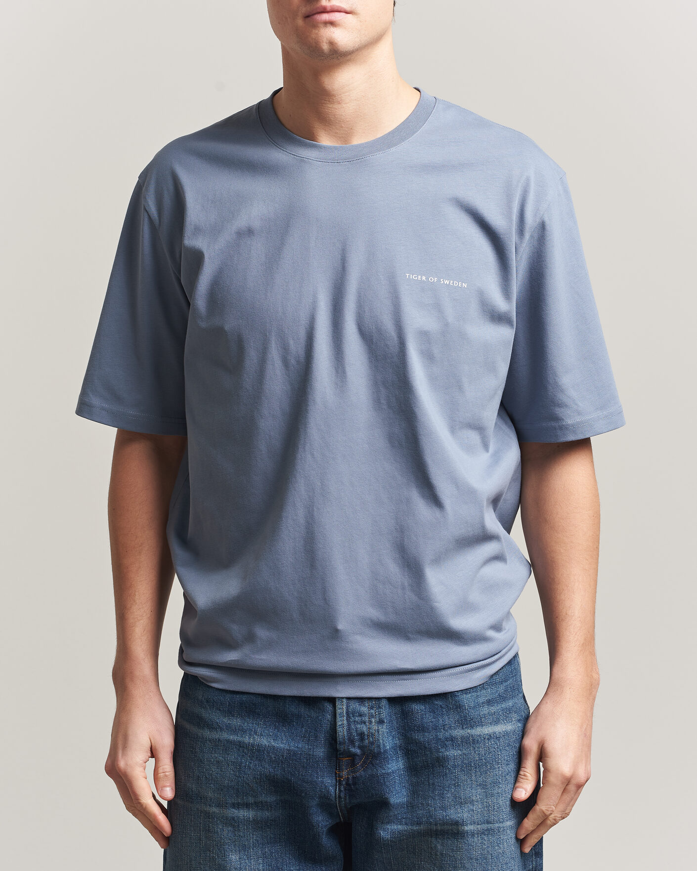 Herr | T-Shirts | Tiger of Sweden | Pro Logo Crew Neck T-Shirt Dull Blue