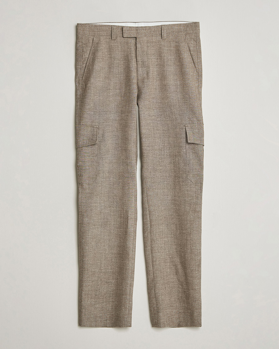 Herr | Byxor | Tiger of Sweden | Mend Wool/Linen Cargo Trousers Sawgrass Brown