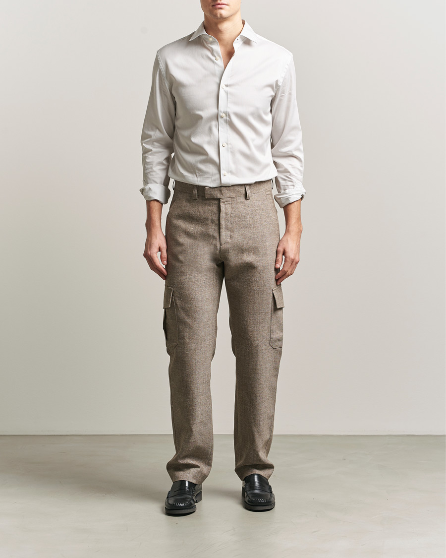 Herr | Byxor | Tiger of Sweden | Mend Wool/Linen Cargo Trousers Sawgrass Brown
