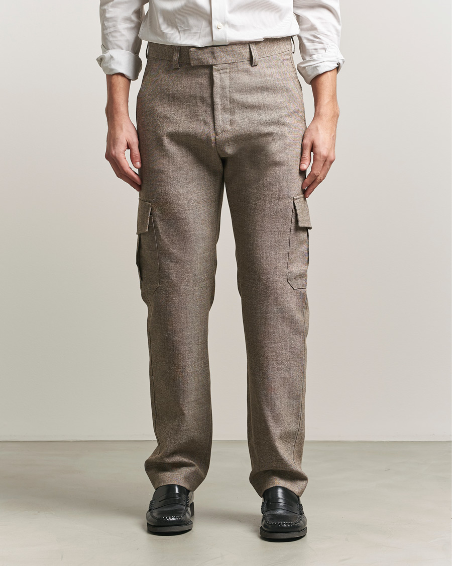 Herr | Byxor | Tiger of Sweden | Mend Wool/Linen Cargo Trousers Sawgrass Brown