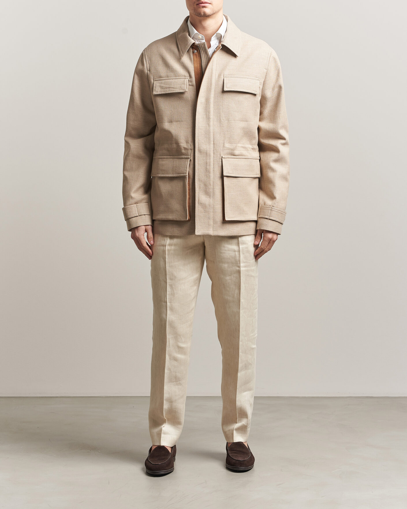 Herr | Jackor | Tiger of Sweden | Sandser Cotton/Linen Field Jacket Soft Latte