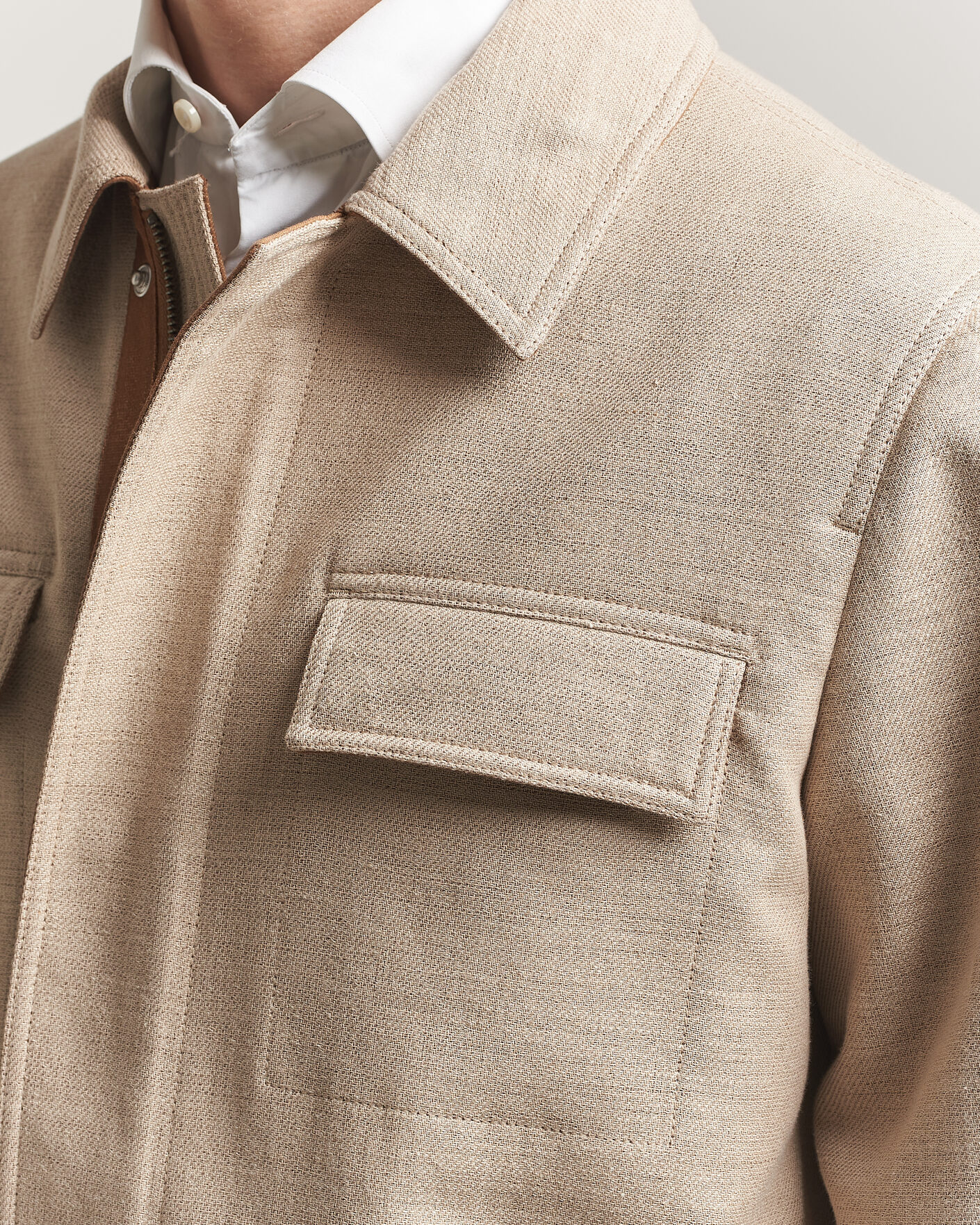 Herr | Jackor | Tiger of Sweden | Sandser Cotton/Linen Field Jacket Soft Latte