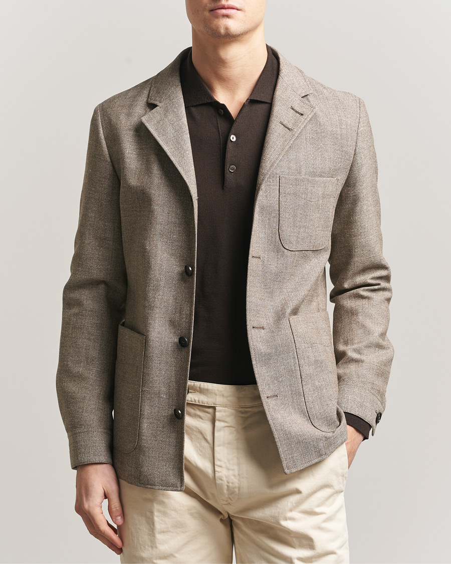 Herr | Kavajer | Tiger of Sweden | Harrison Wool/Linen Blazer Sawgrass Brown