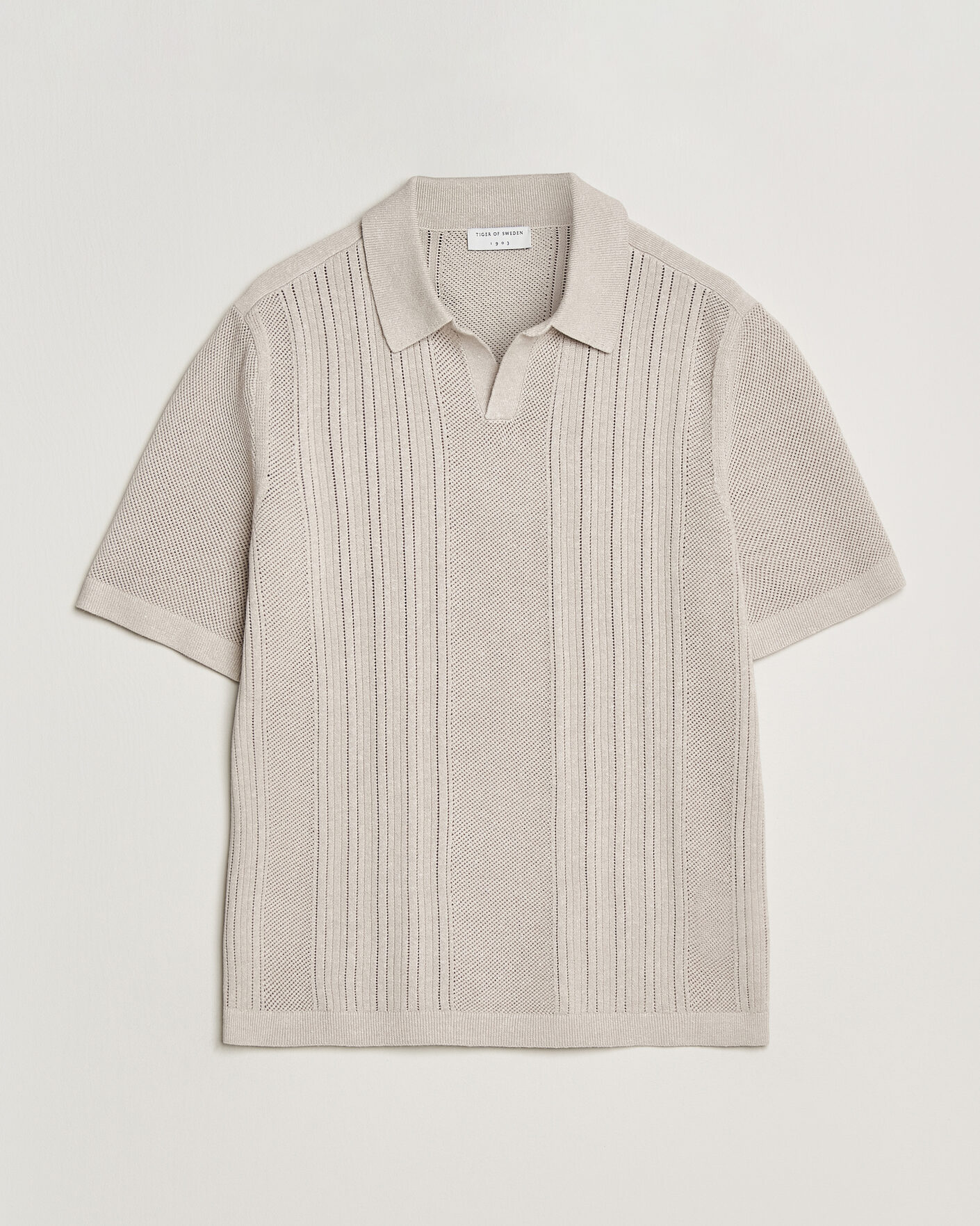 Herr | Pikéer | Tiger of Sweden | Eoin Wool/Linen Knitted Polo Ivory