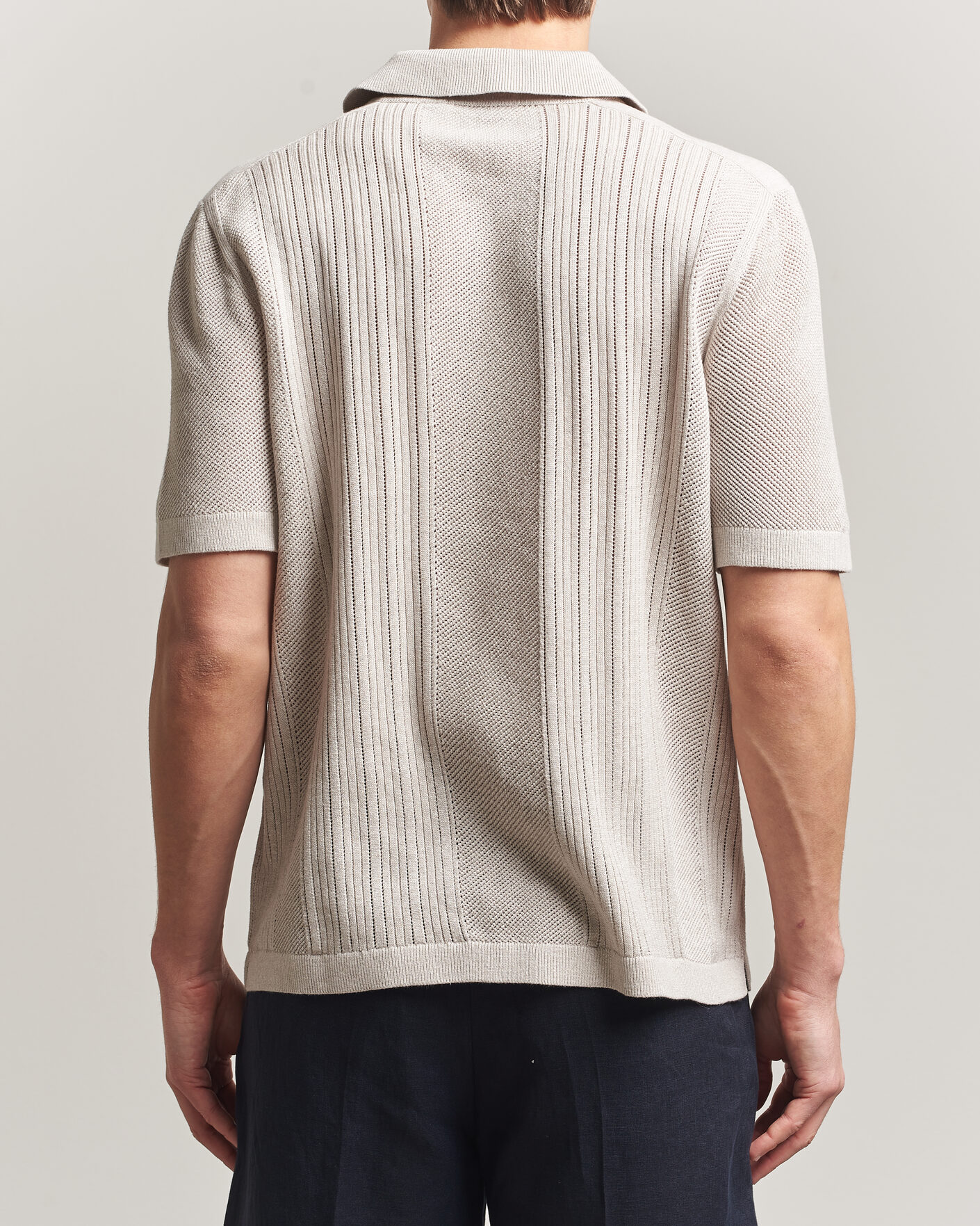 Herr | Pikéer | Tiger of Sweden | Eoin Wool/Linen Knitted Polo Ivory