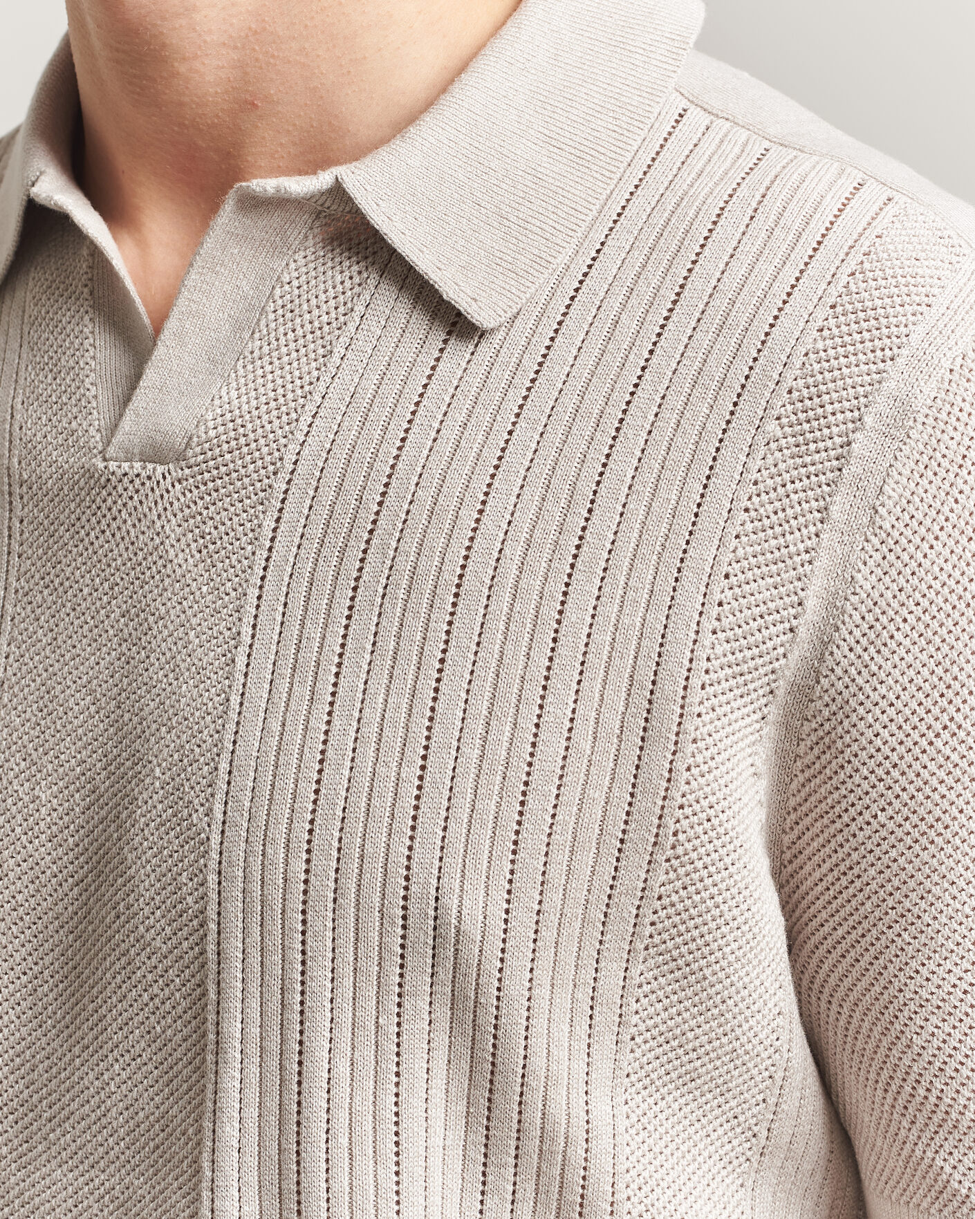 Herr | Pikéer | Tiger of Sweden | Eoin Wool/Linen Knitted Polo Ivory