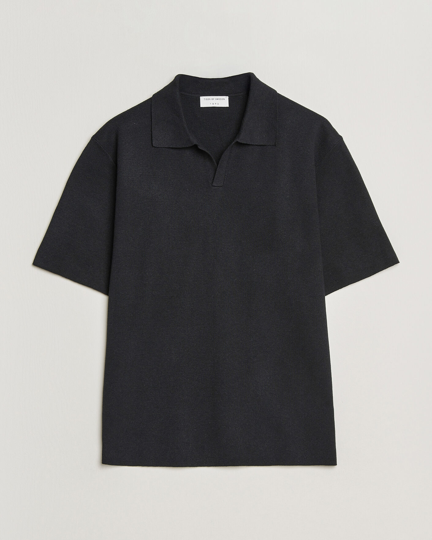 Herr | Pikéer | Tiger of Sweden | Maelon Cotton/Linen Knitted Polo Black