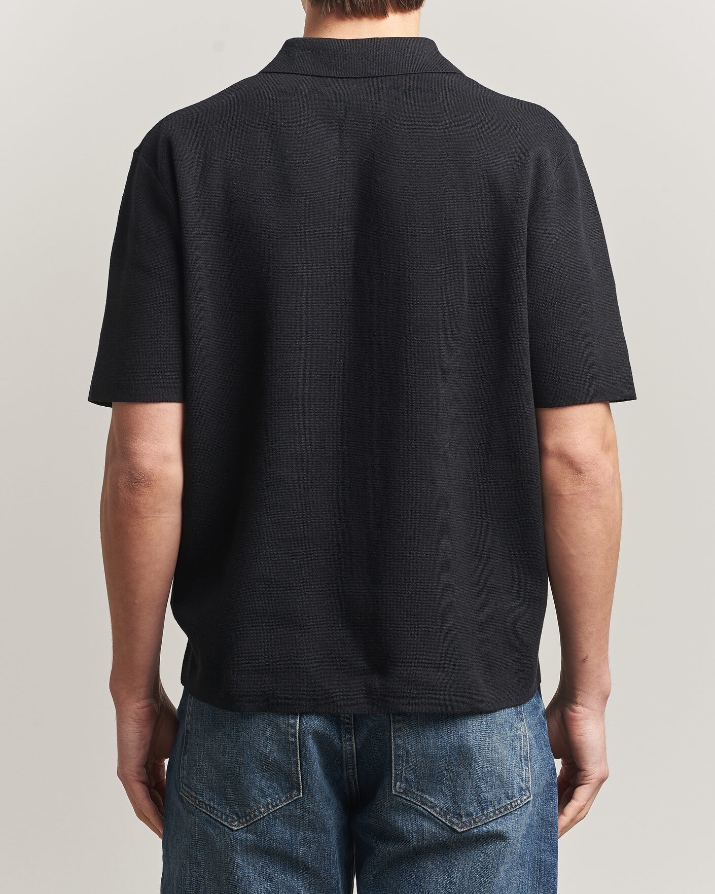 Herr | Pikéer | Tiger of Sweden | Maelon Cotton/Linen Knitted Polo Black