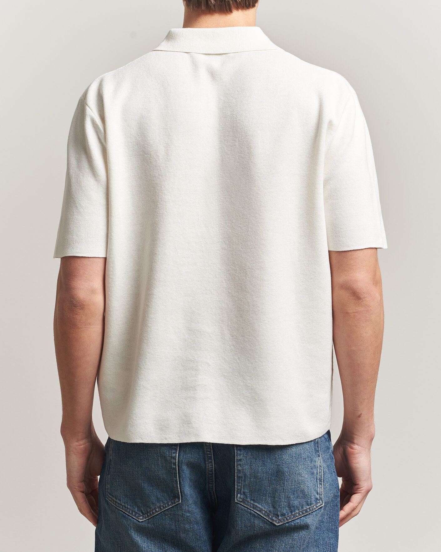 Herr | Pikéer | Tiger of Sweden | Maelon Cotton/Linen Knitted Polo Pure White