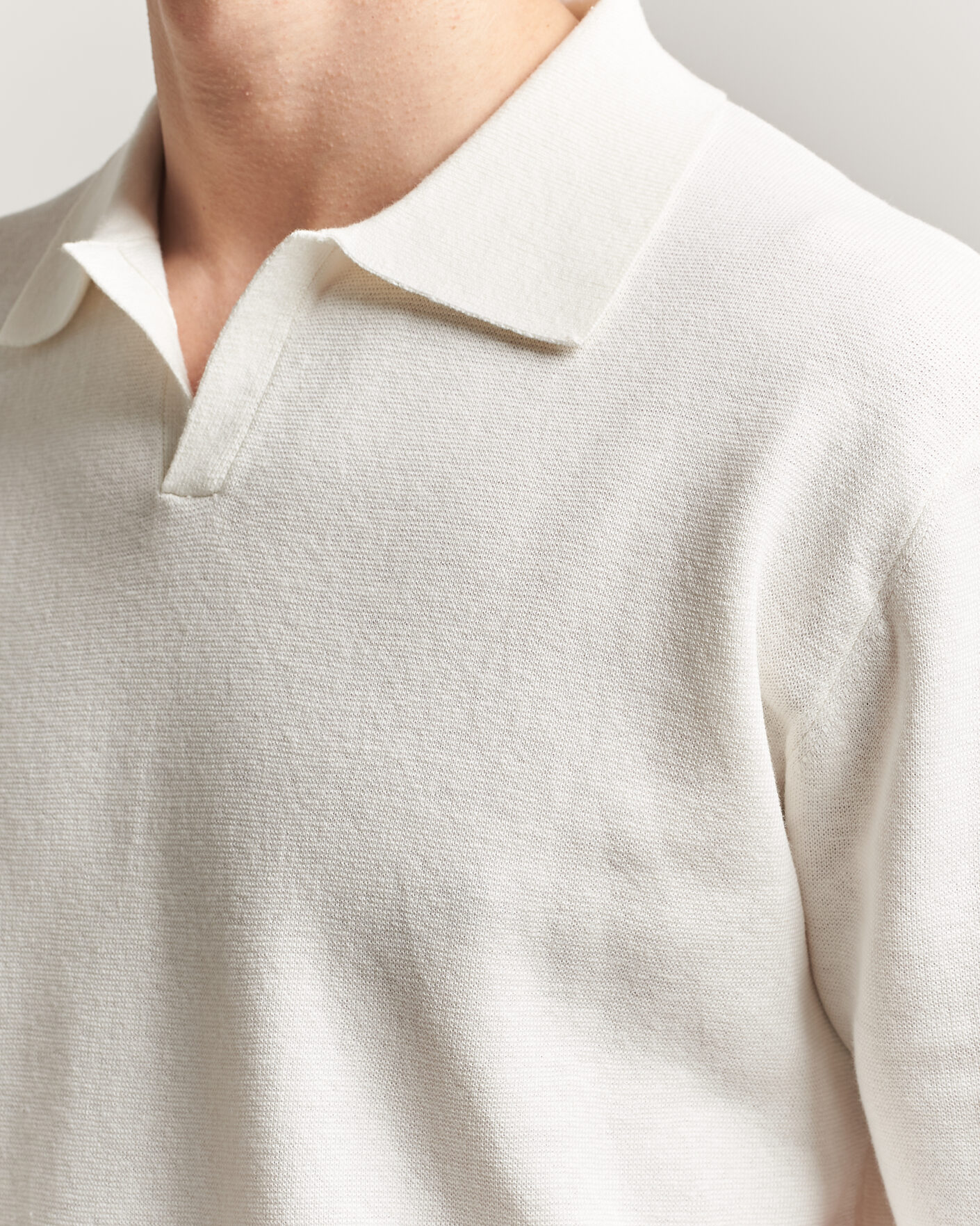 Herr | Pikéer | Tiger of Sweden | Maelon Cotton/Linen Knitted Polo Pure White