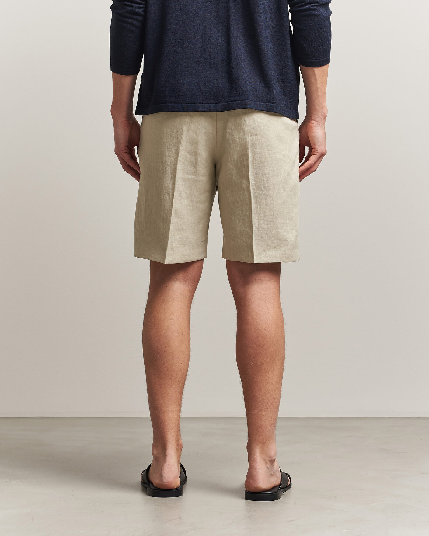 Herr | Shorts | Tiger of Sweden | Troy Pleated Linen Shorts Cream Sand