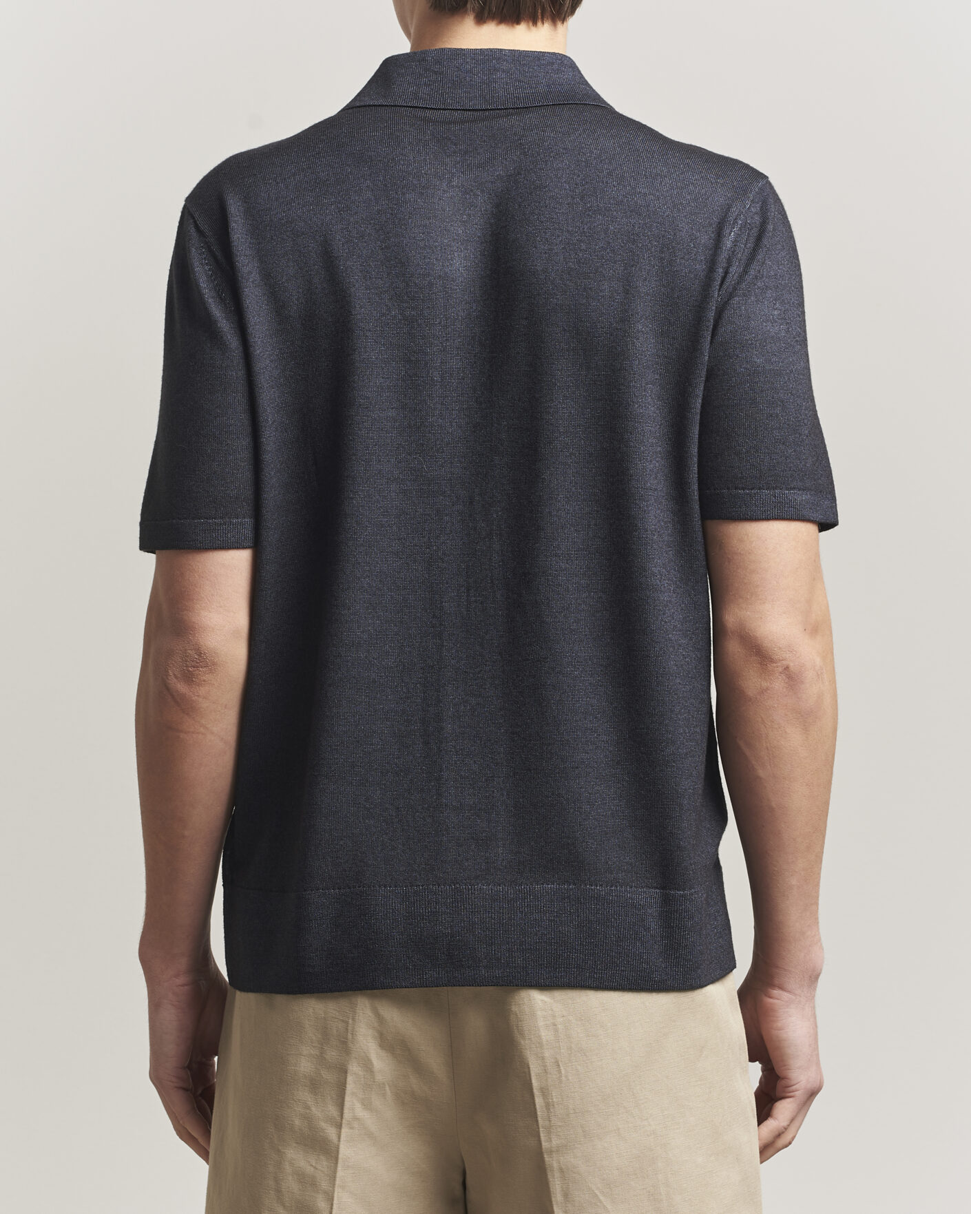 Herr | Skjortor | Tiger of Sweden | Araawen Merino Knitted Short Sleeve Shirt Light Ink