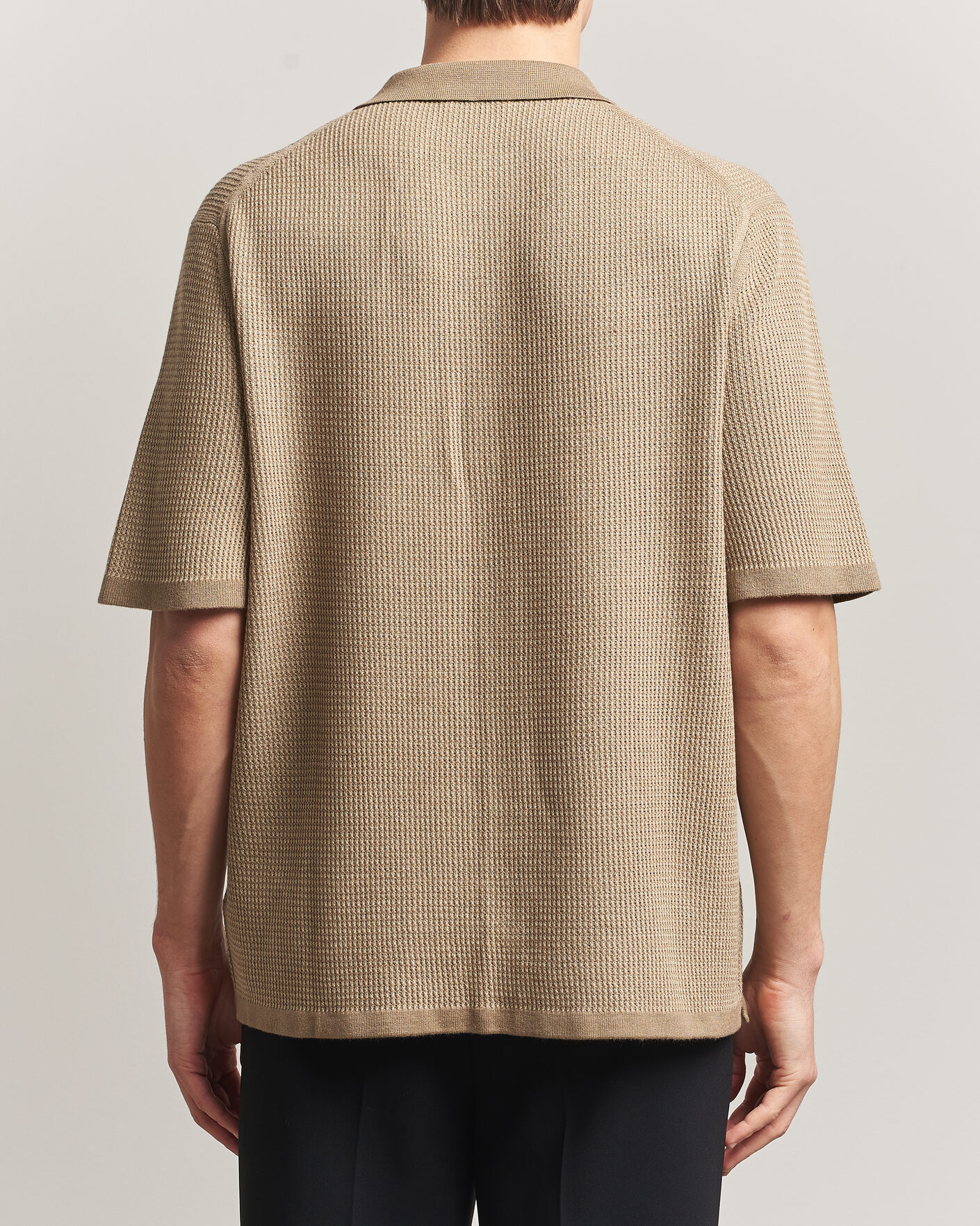 Herr | Skjortor | Tiger of Sweden | River Knitted Short Sleeve Shirt Umber Brown