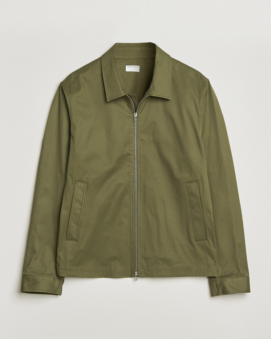 Herr | Skjortor | Tiger of Sweden | Barnaby Cotton Overshirt Kalamata Green