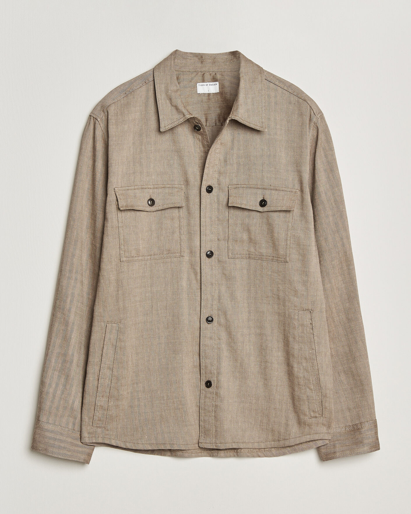 Herr | Skjortor | Tiger of Sweden | Bishop Linen Overshirt Vintage Beige