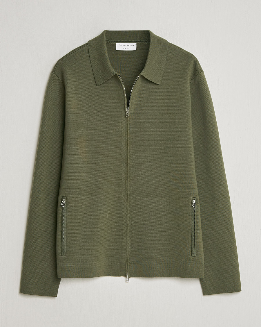 Herr | Tröjor | Tiger of Sweden | Celyn Knitted Full Zip Kalamata Green