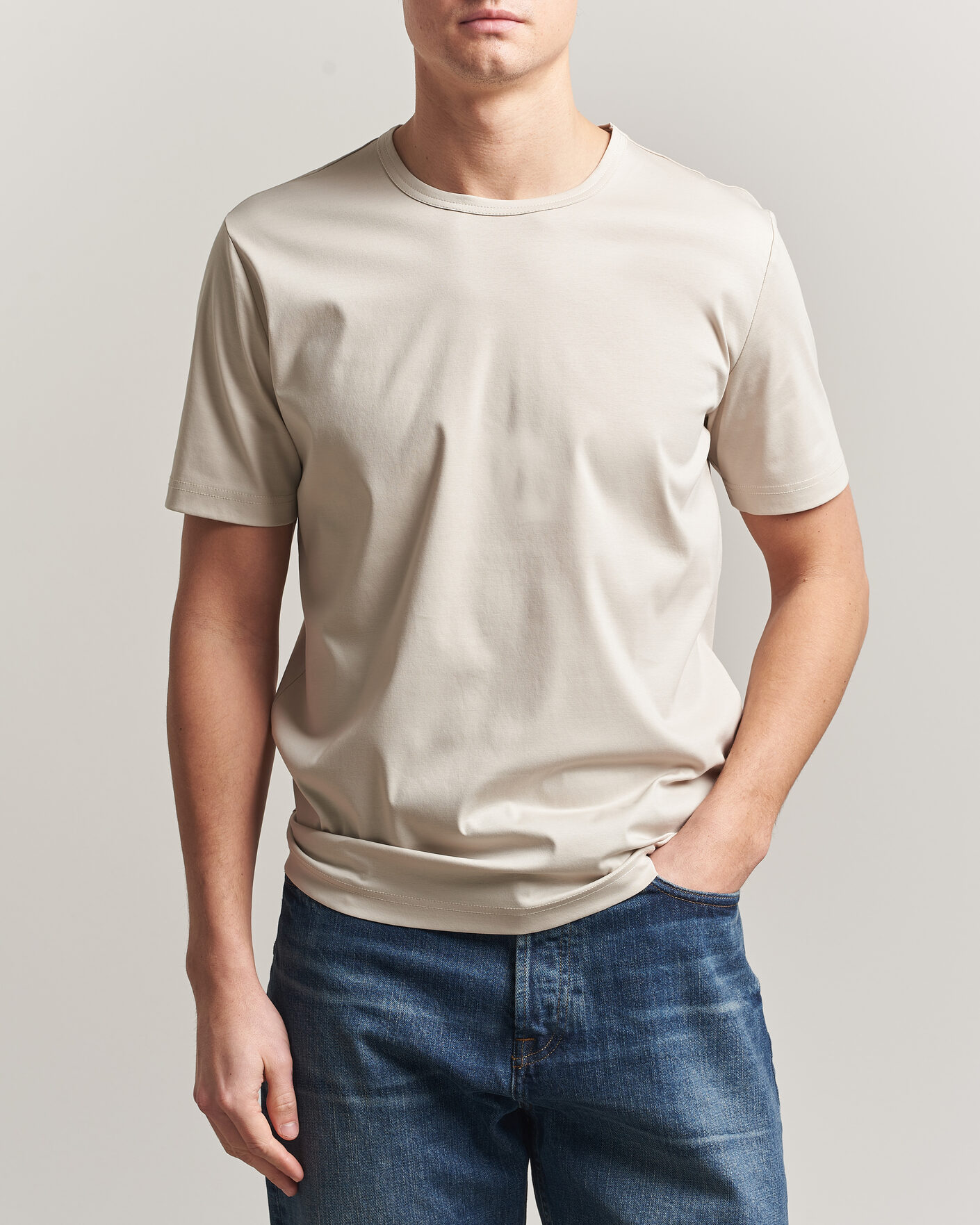 Herr | T-Shirts | Tiger of Sweden | Olaf Mercerized Cotton T-Shirt Seline Grey
