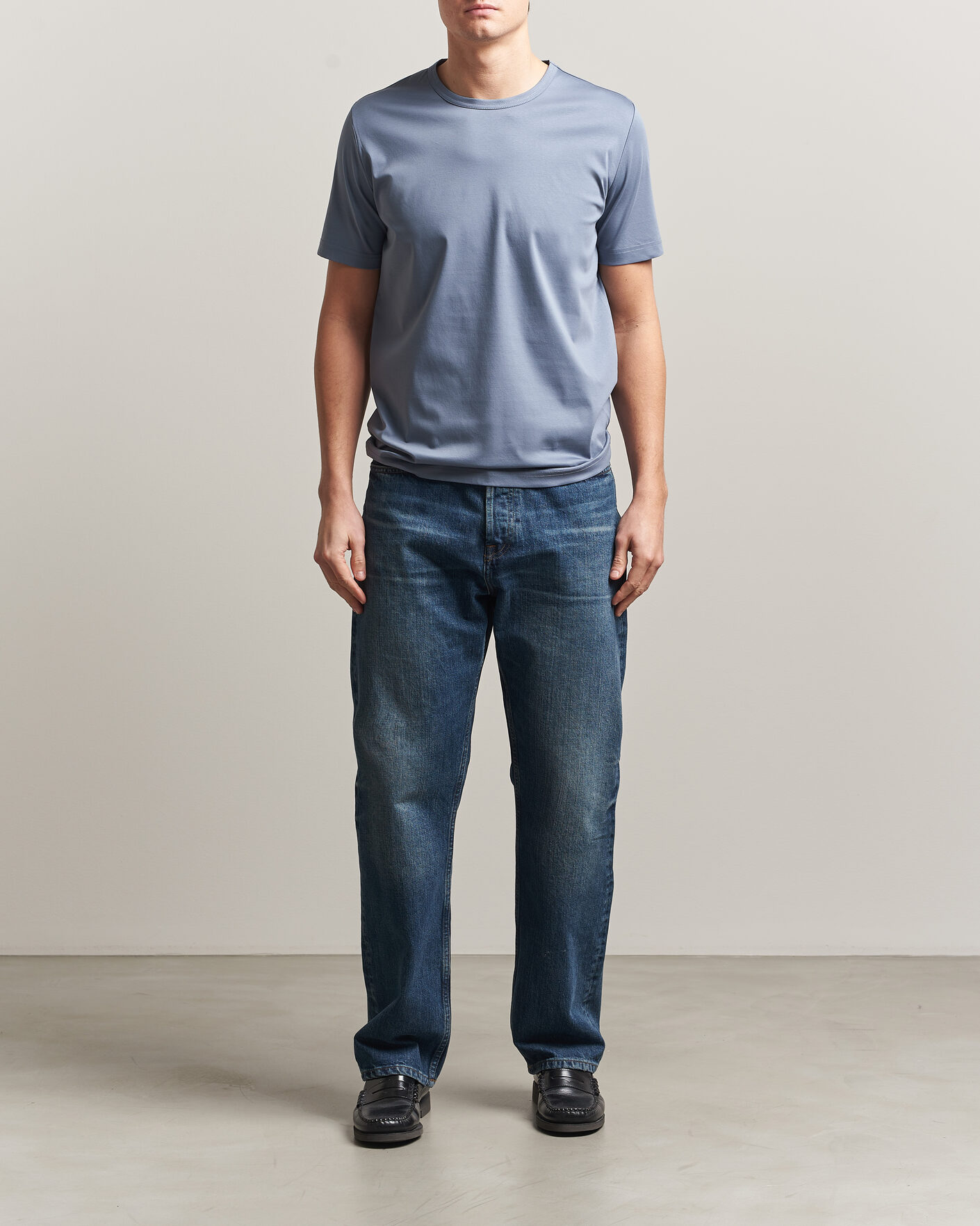 Herr | T-Shirts | Tiger of Sweden | Olaf Mercerized Cotton T-Shirt Dull Blue