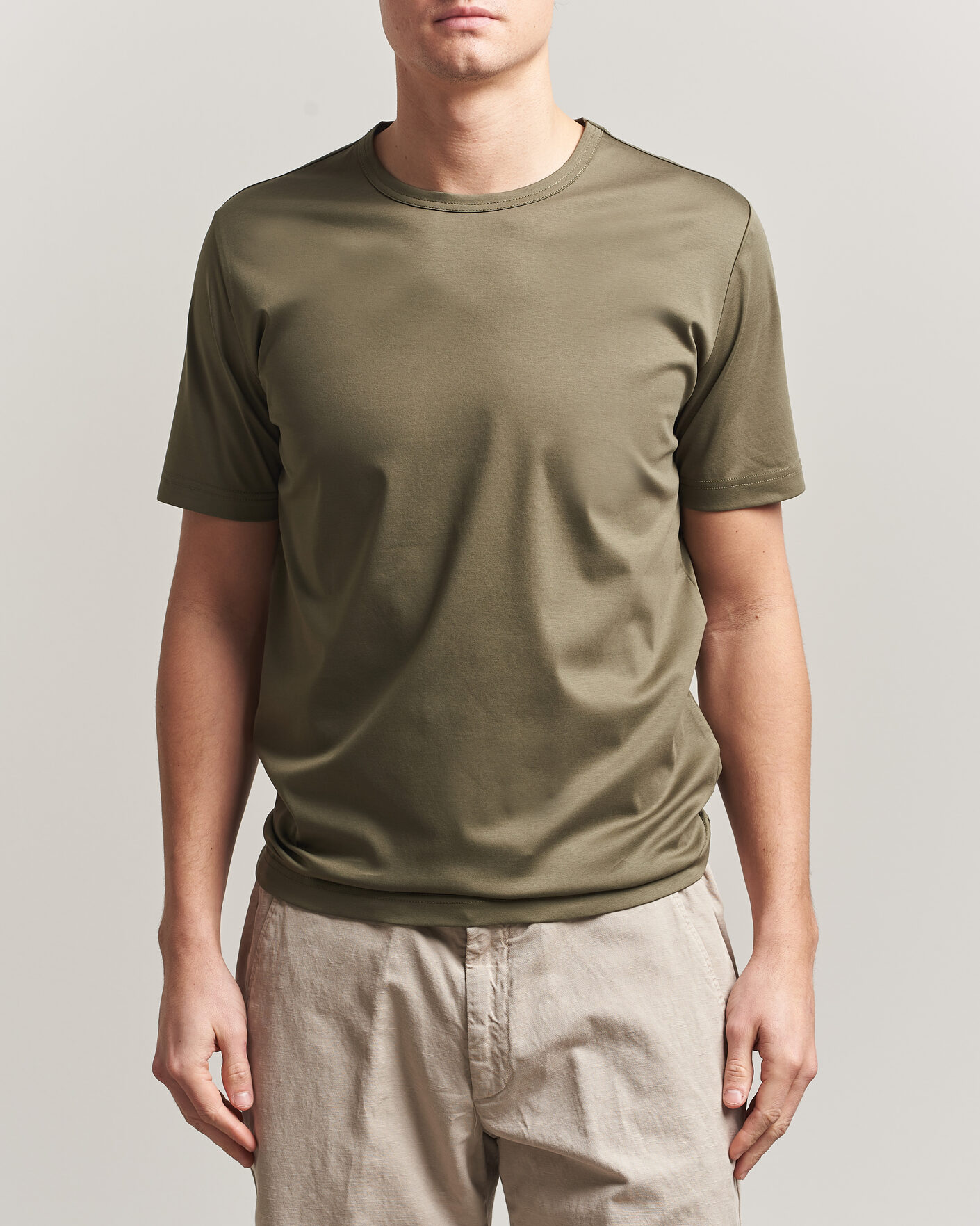 Herr | T-Shirts | Tiger of Sweden | Olaf Mercerized Cotton T-Shirt Kalamata Green