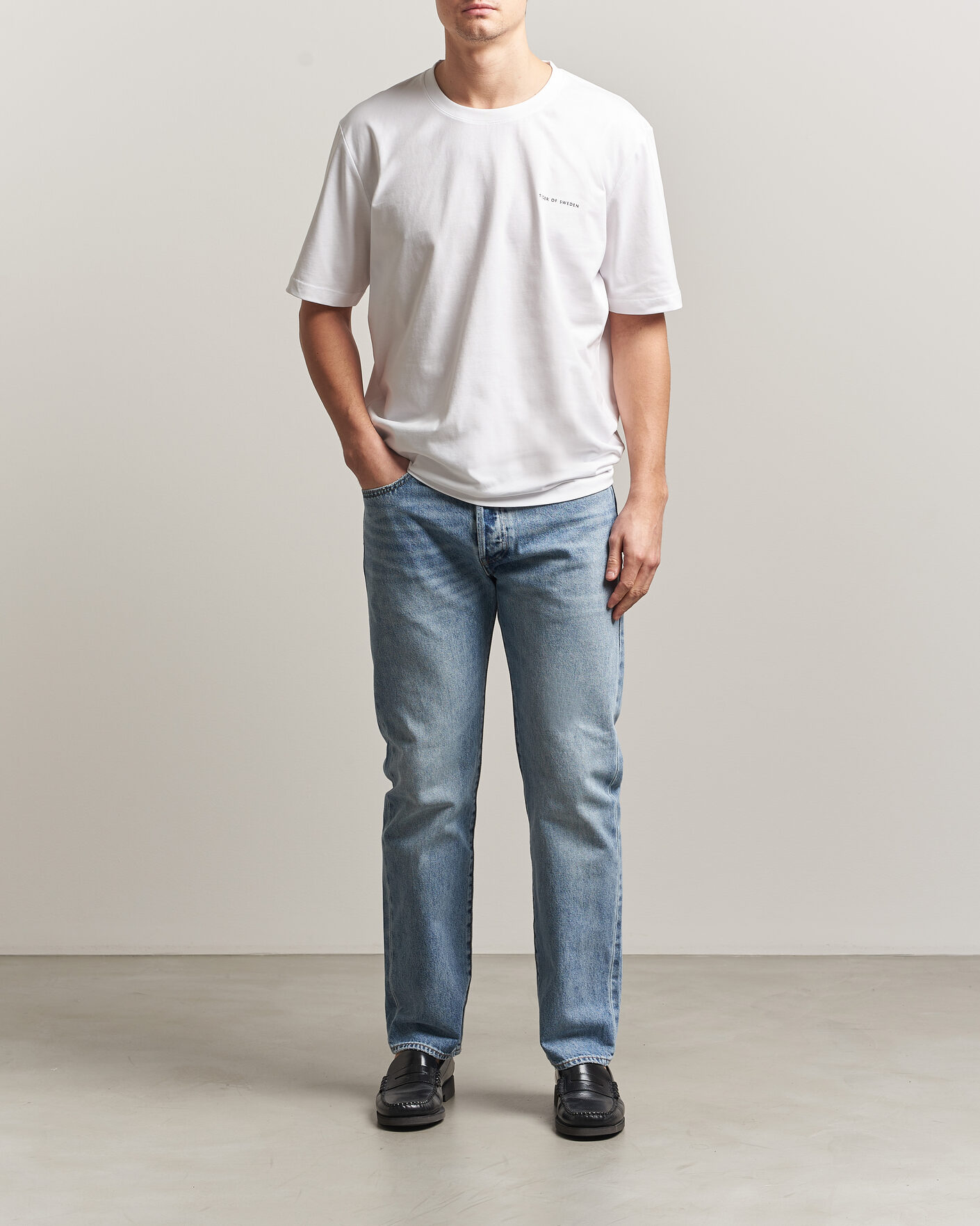 Herr | T-Shirts | Tiger of Sweden | Pro Cotton Logo T-Shirt Pure White
