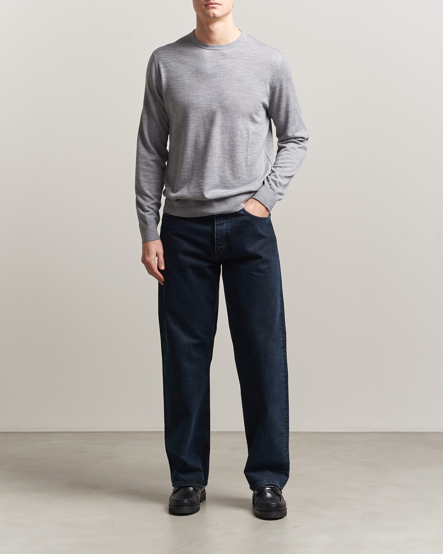 Herr | Tröjor | Tiger of Sweden | Connor Crew Neck Pullover Grey Melange