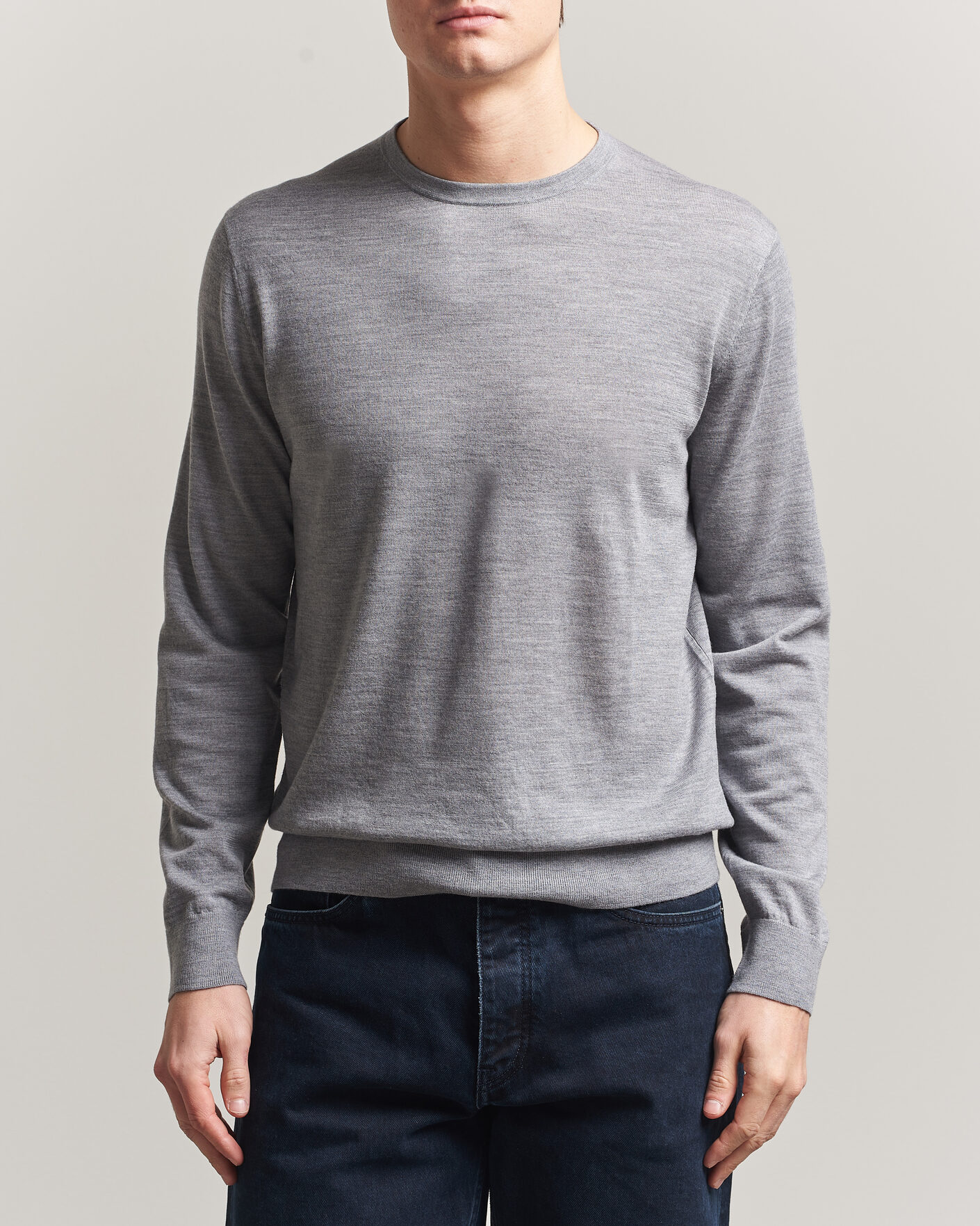 Herr | Tröjor | Tiger of Sweden | Connor Crew Neck Pullover Grey Melange