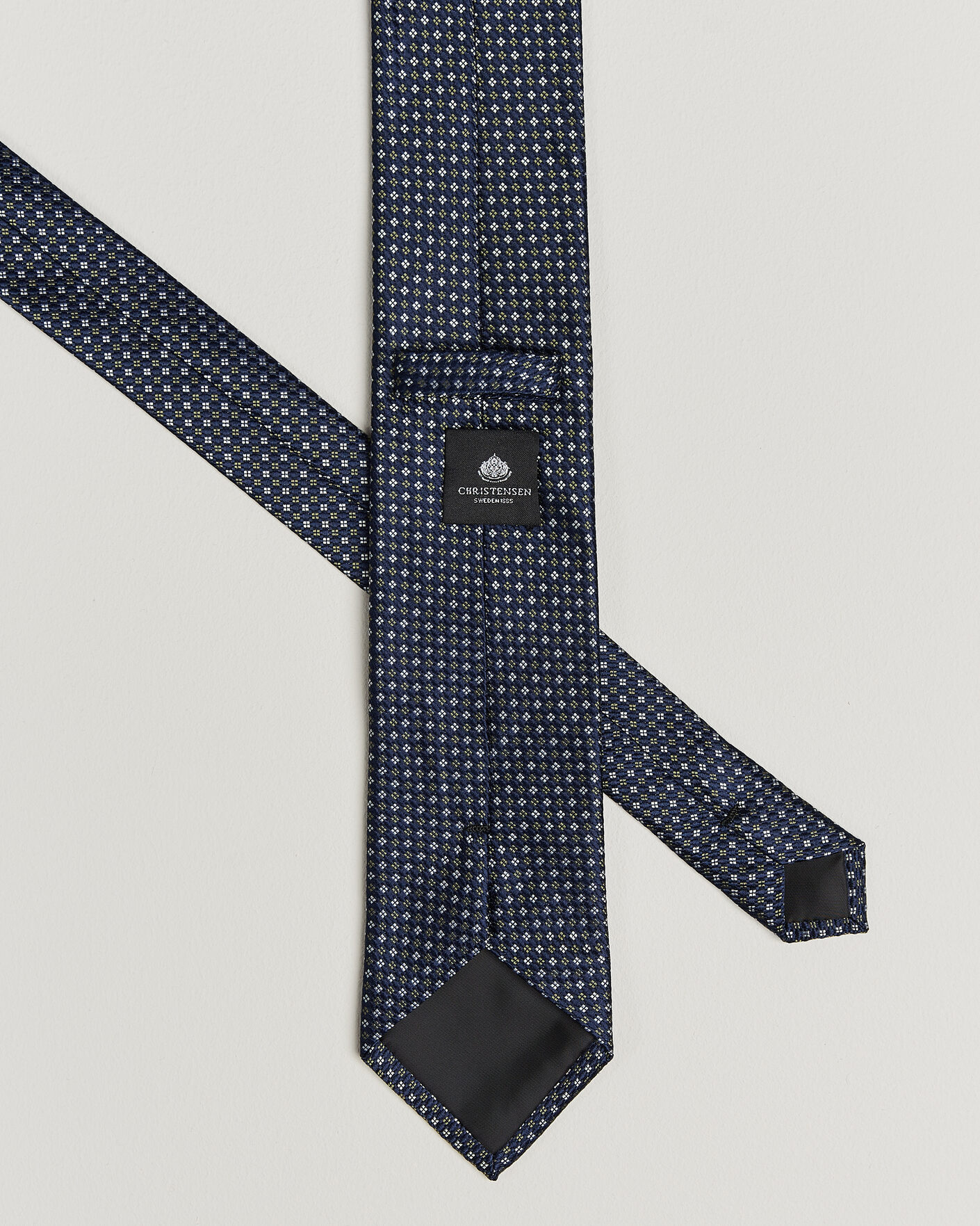 Herr | Slipsar | Amanda Christensen | Box Set Printed Silk 8cm Tie With Pocket Square Navy/Green