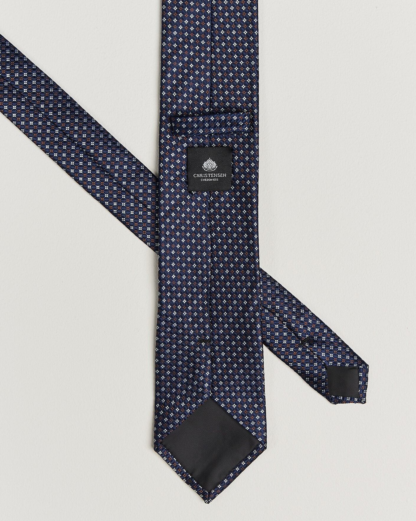 Herr | Slipsar | Amanda Christensen | Box Set Printed Silk 8cm Tie With Pocket Square Navy/Brown