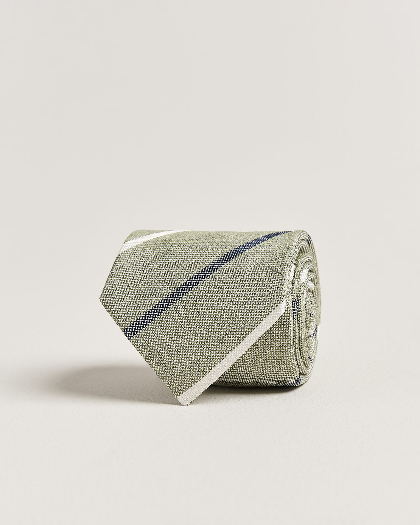 Herr | Slipsar | Amanda Christensen | Silk/Linen 8cm Striped Tie Green