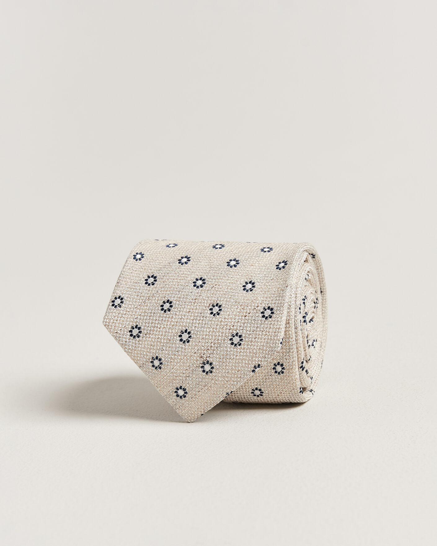 Herr | Slipsar | Amanda Christensen | Silk/Linen 8cm Flower Tie Beige