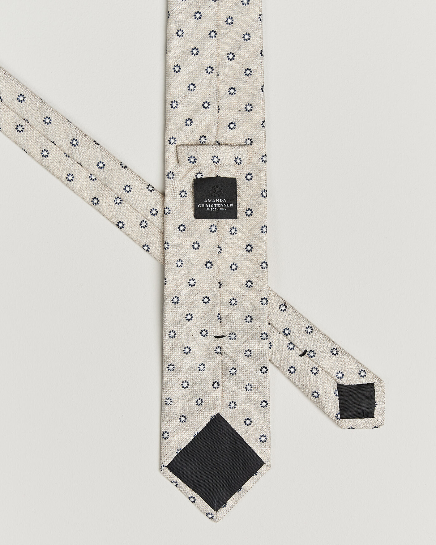 Herr | Slipsar | Amanda Christensen | Silk/Linen 8cm Flower Tie Beige