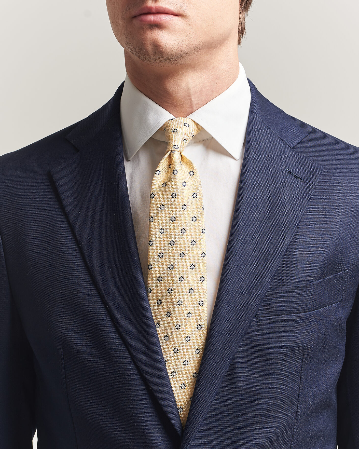 Herr | Slipsar | Amanda Christensen | Silk/Linen 8cm Flower Tie Yellow