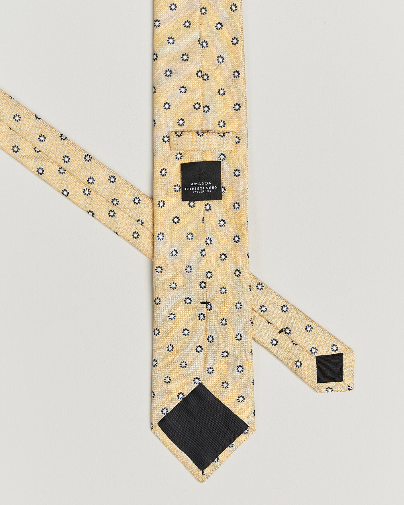 Herr | Slipsar | Amanda Christensen | Silk/Linen 8cm Flower Tie Yellow