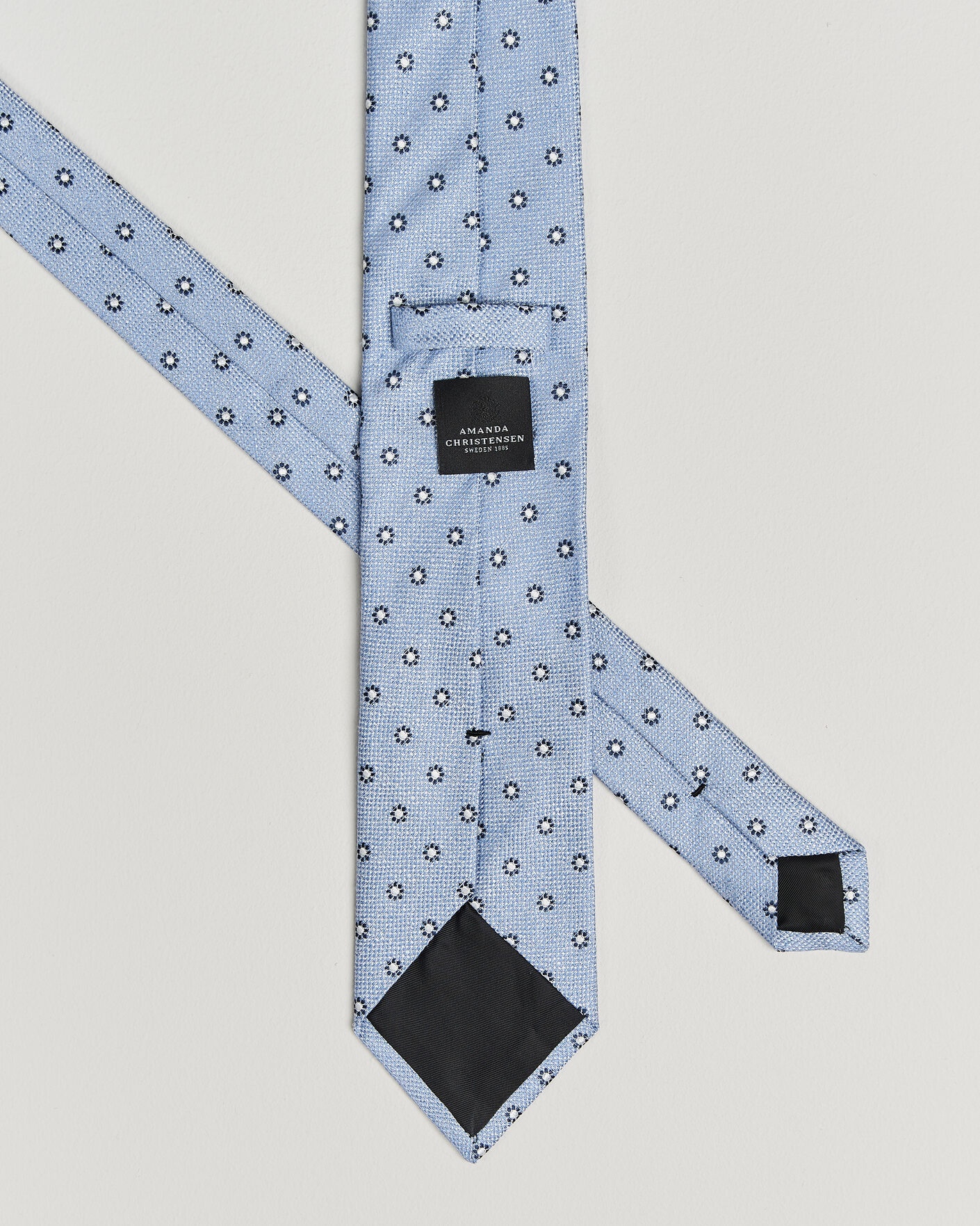 Herr | Slipsar | Amanda Christensen | Silk/Linen 8cm Flower Tie Blue