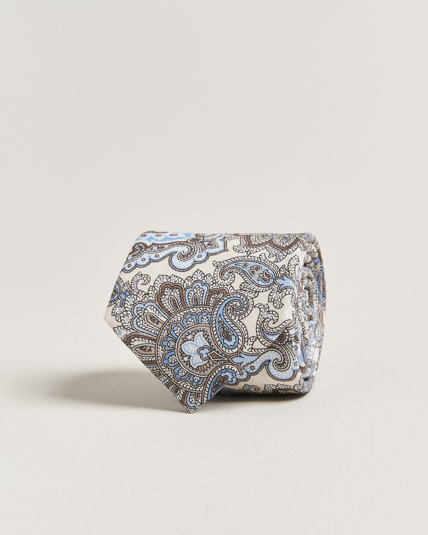Herr | Slipsar | Amanda Christensen | Linen 8cm Paisley Tie Cream