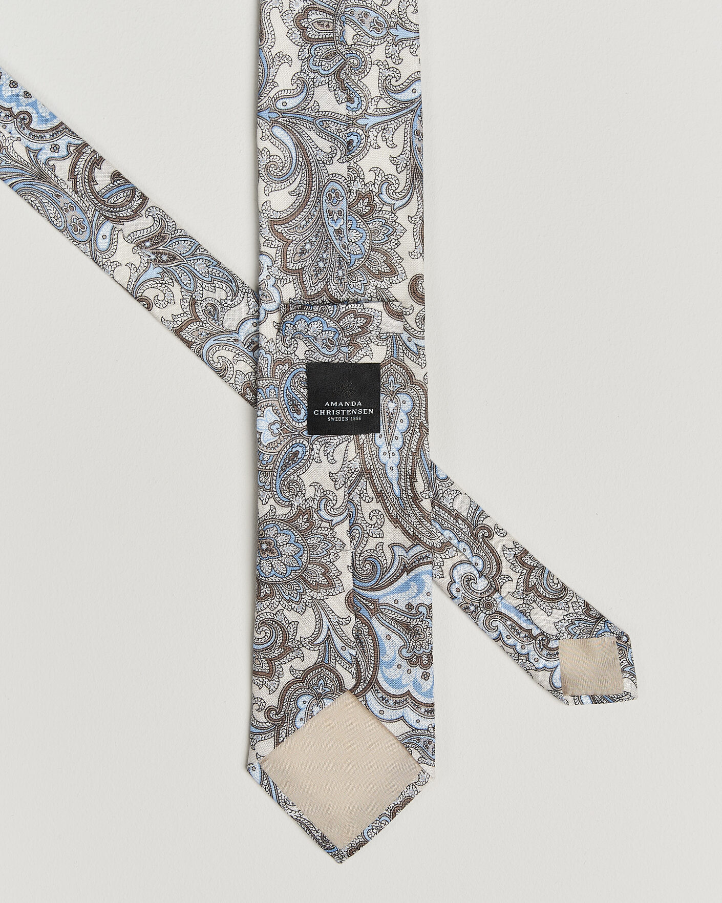 Herr | Slipsar | Amanda Christensen | Linen 8cm Paisley Tie Cream