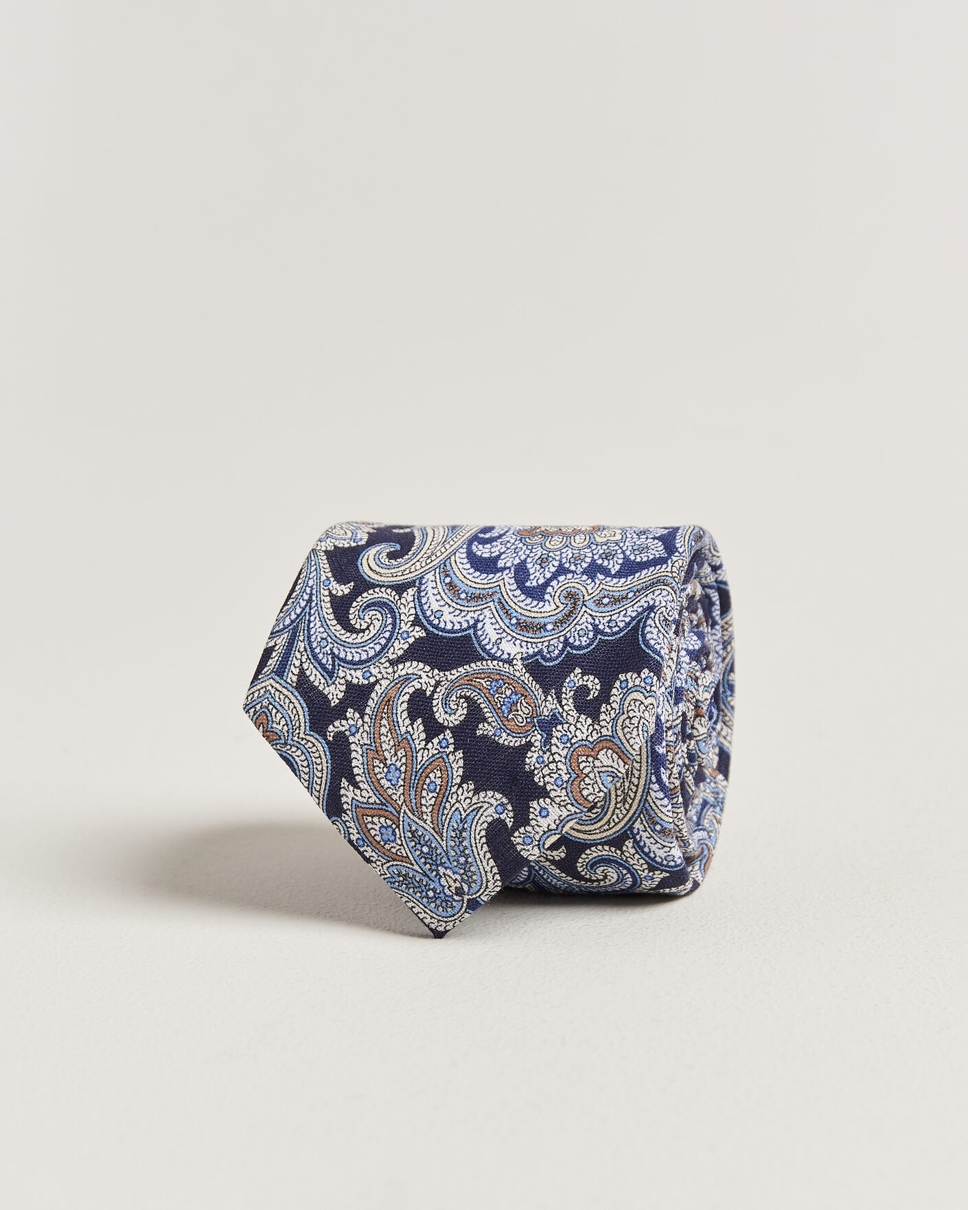 Herr | Slipsar | Amanda Christensen | Linen 8cm Paisley Tie Navy