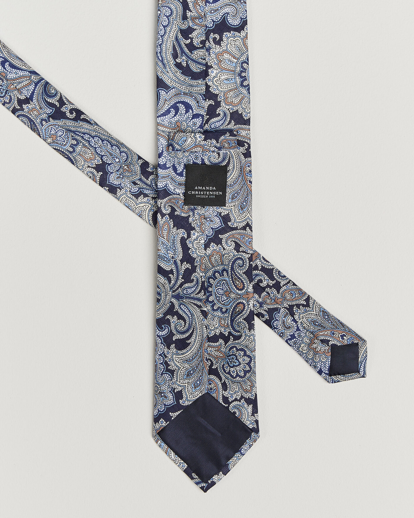 Herr | Slipsar | Amanda Christensen | Linen 8cm Paisley Tie Navy