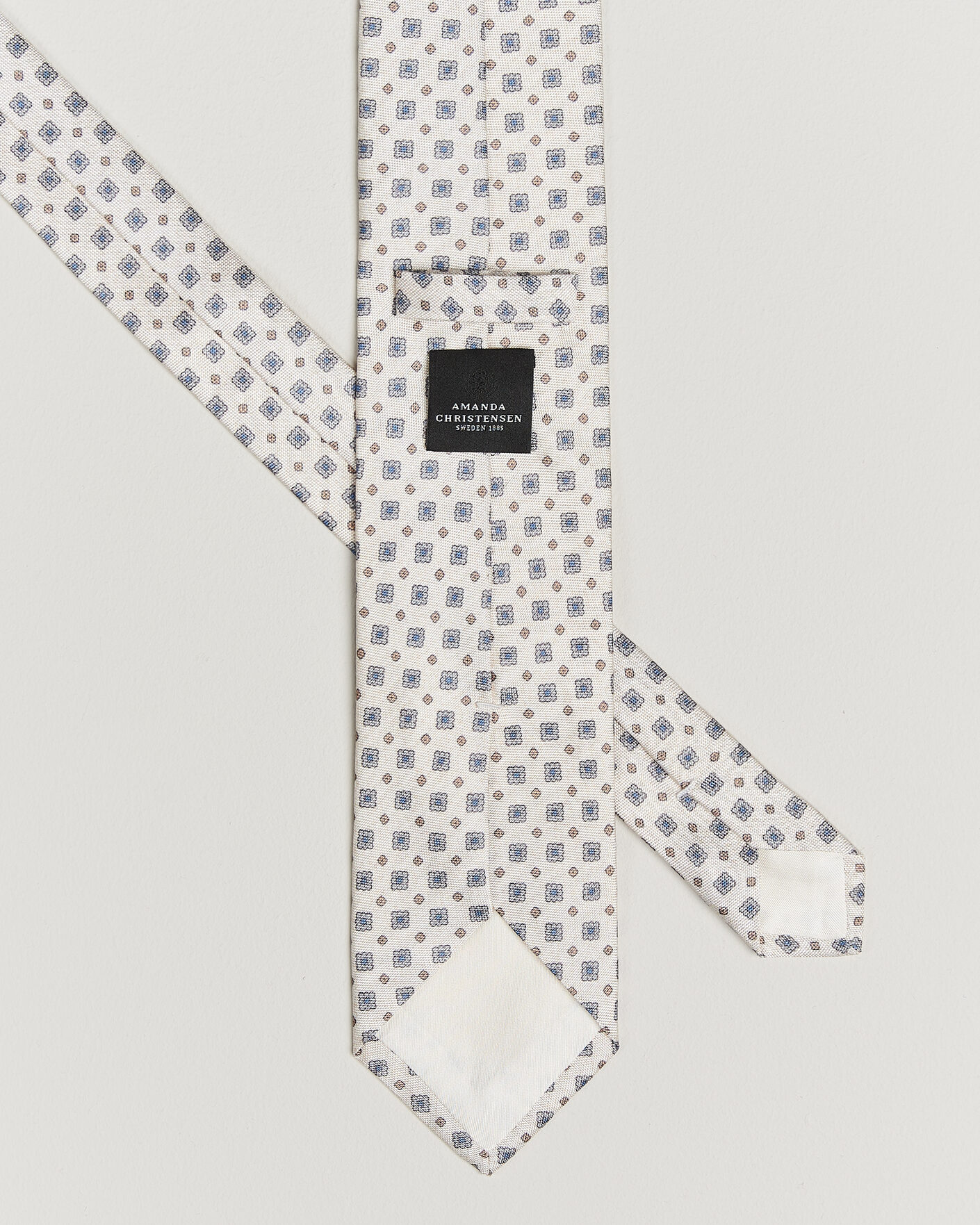 Herr | Slipsar | Amanda Christensen | Silk Oxford 8cm Flower Tie Cream
