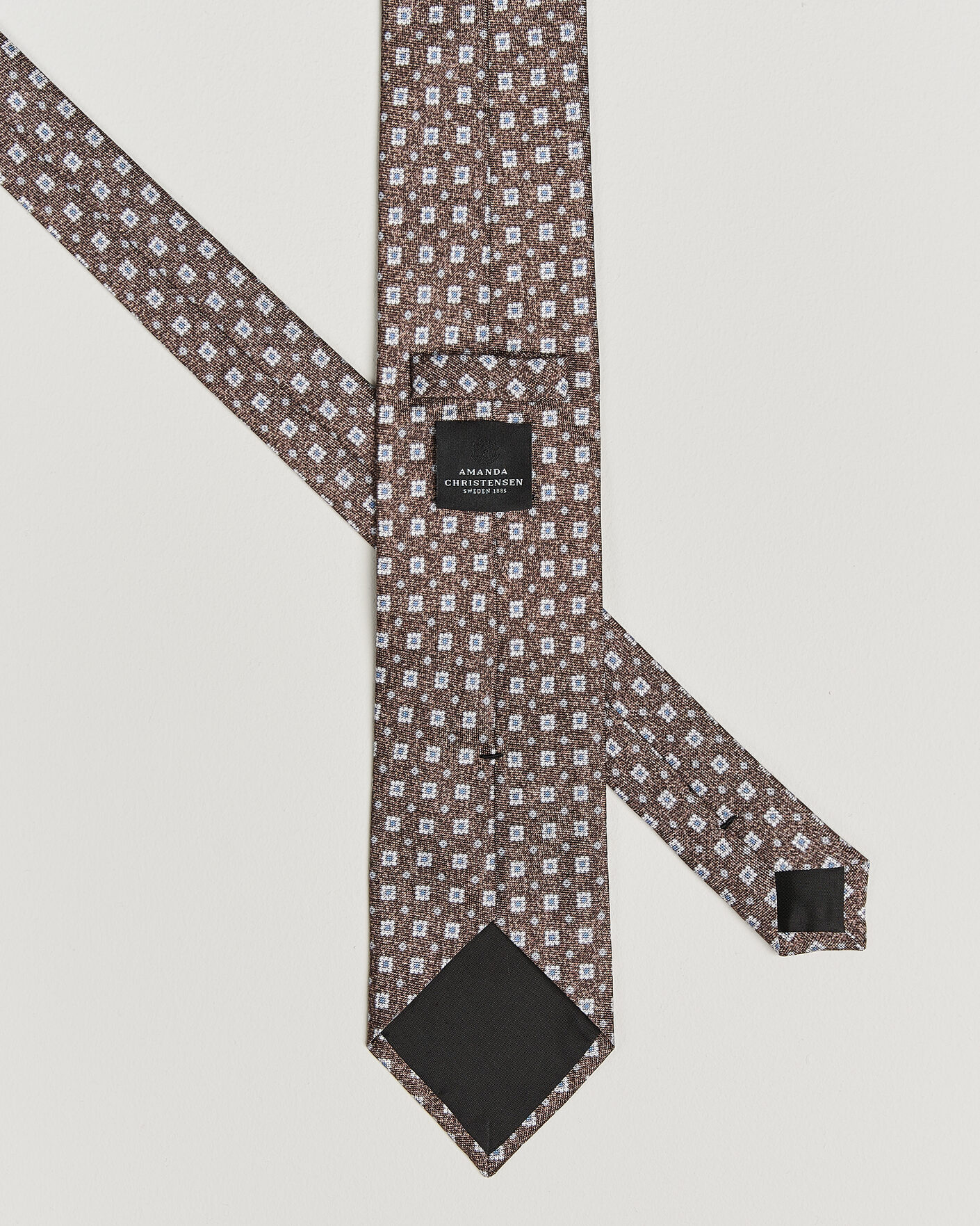 Herr | Slipsar | Amanda Christensen | Silk Oxford 8cm Flower Tie Brown