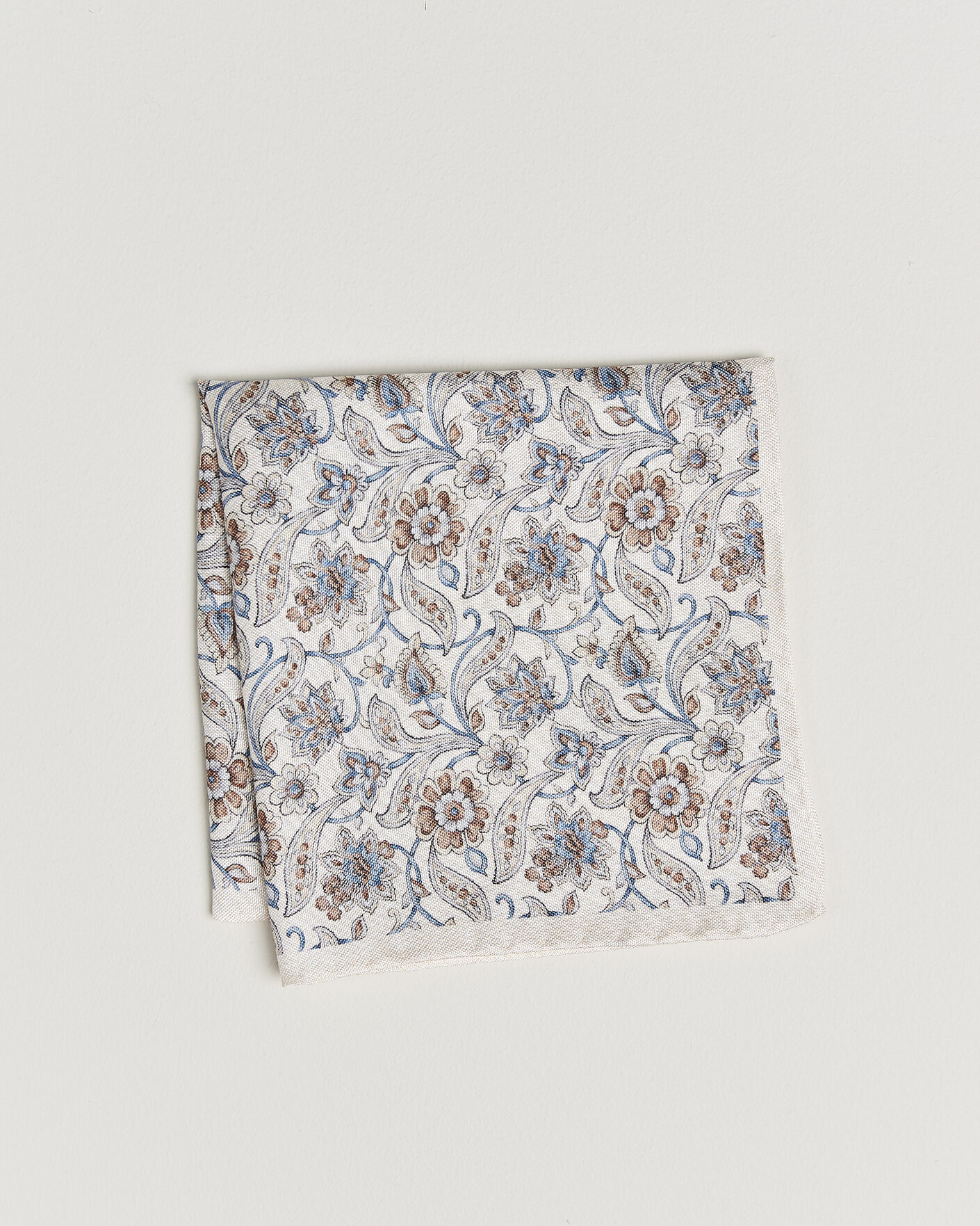 Herr | Näsdukar | Amanda Christensen | Silk Oxford Large Flower Pocket Square Cream