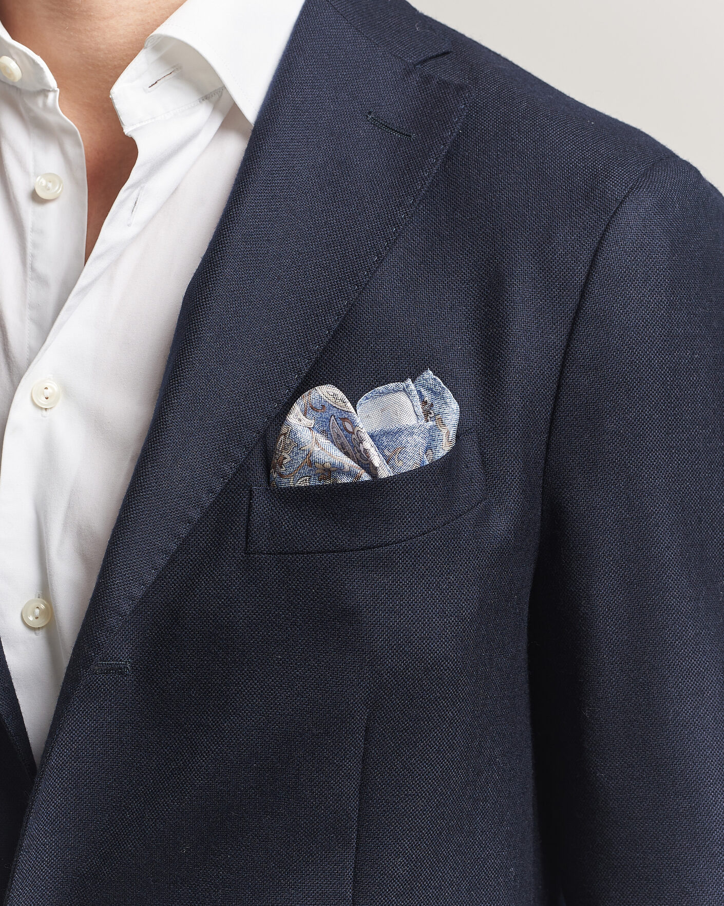 Herr | Näsdukar | Amanda Christensen | Silk Oxford Large Flower Pocket Square Blue