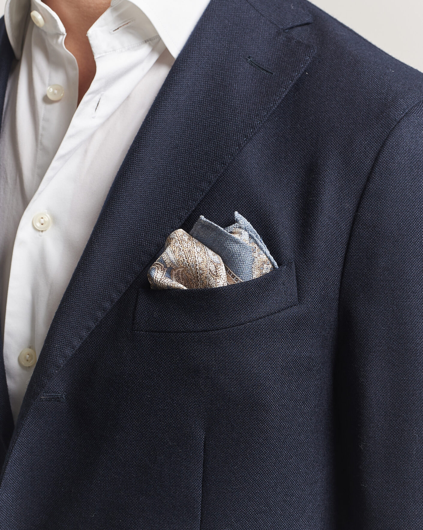Herr | Näsdukar | Amanda Christensen | Silk Shappe Double Faced Pocket Square Navy