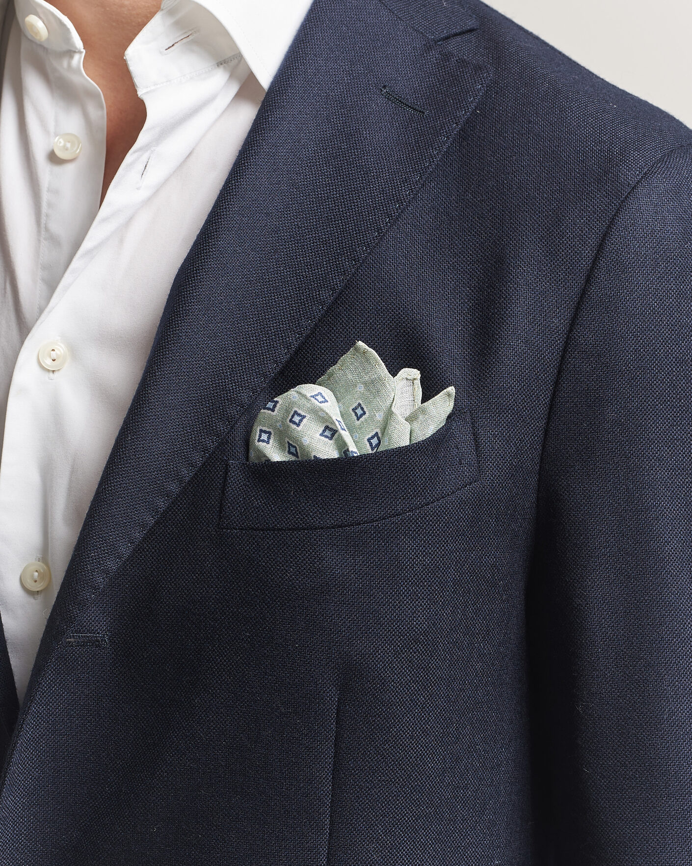 Herr | Näsdukar | Amanda Christensen | Linen Medallion Pocket Square Green