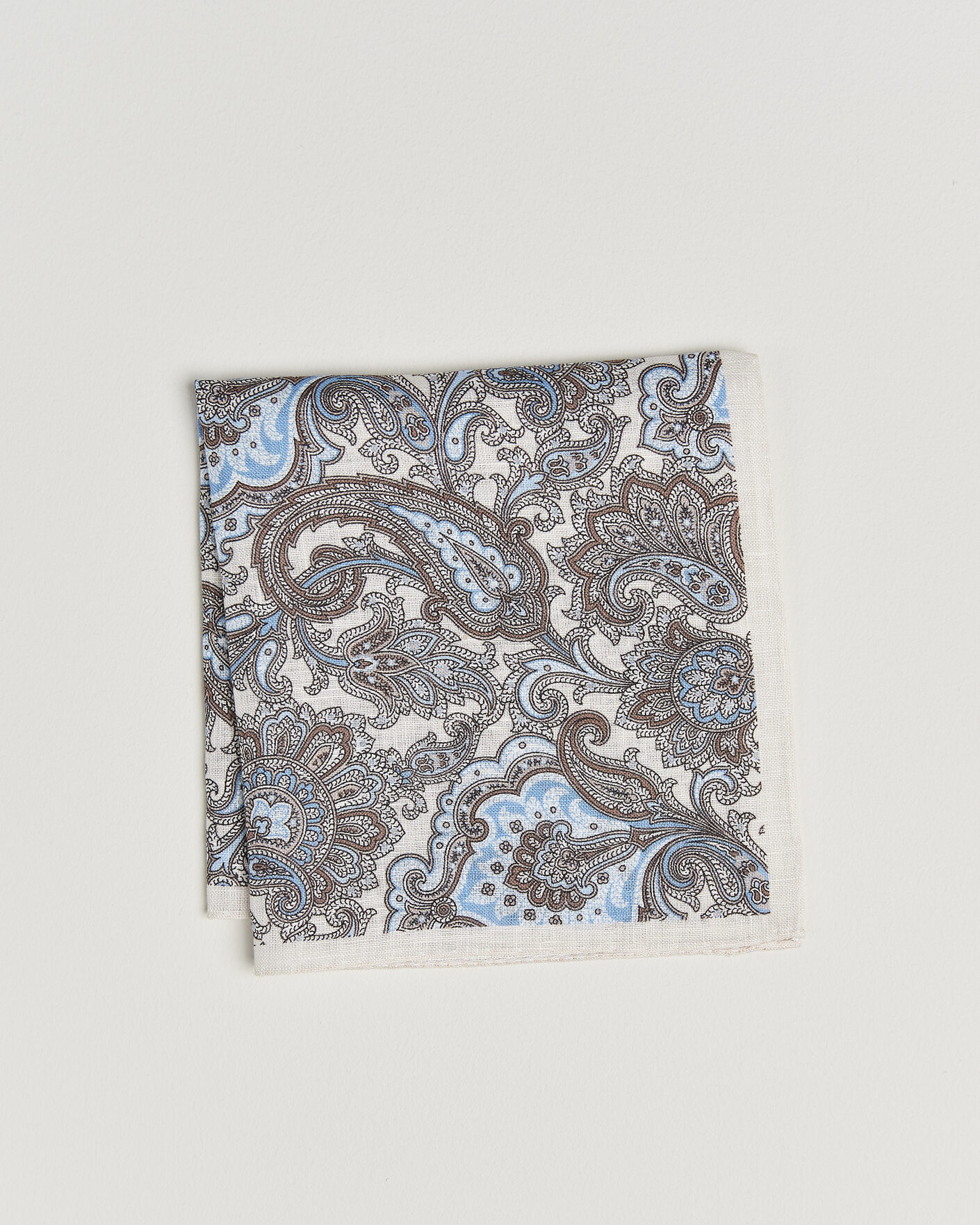Herr | Näsdukar | Amanda Christensen | Linen Large Paisley Pocket Square Cream