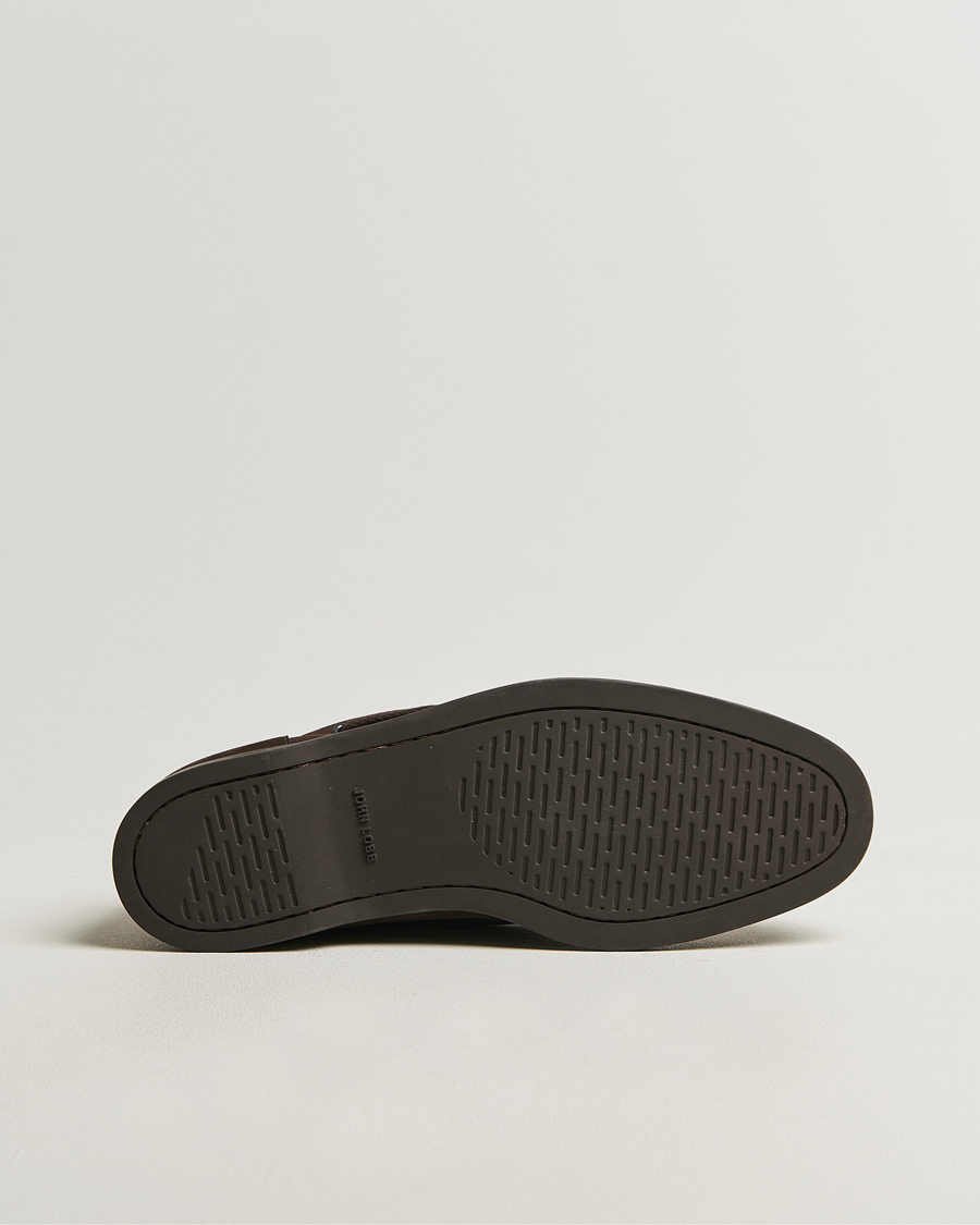 Herr | Seglarskor | John Lobb | Foil Boat Shoes Dark Brown Nubuck