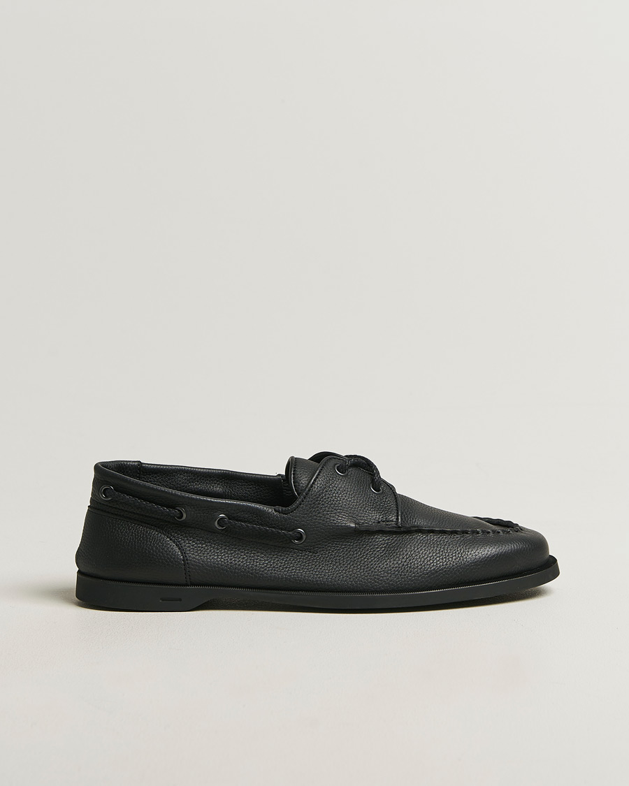 Herr | Seglarskor | John Lobb | Foil Boat Shoes Black Grain